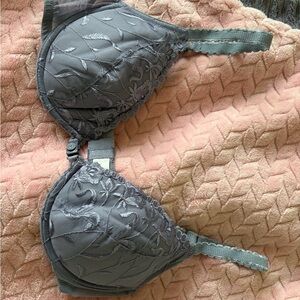 Victoria's Secret Gray Embroidered Underwire Bra
